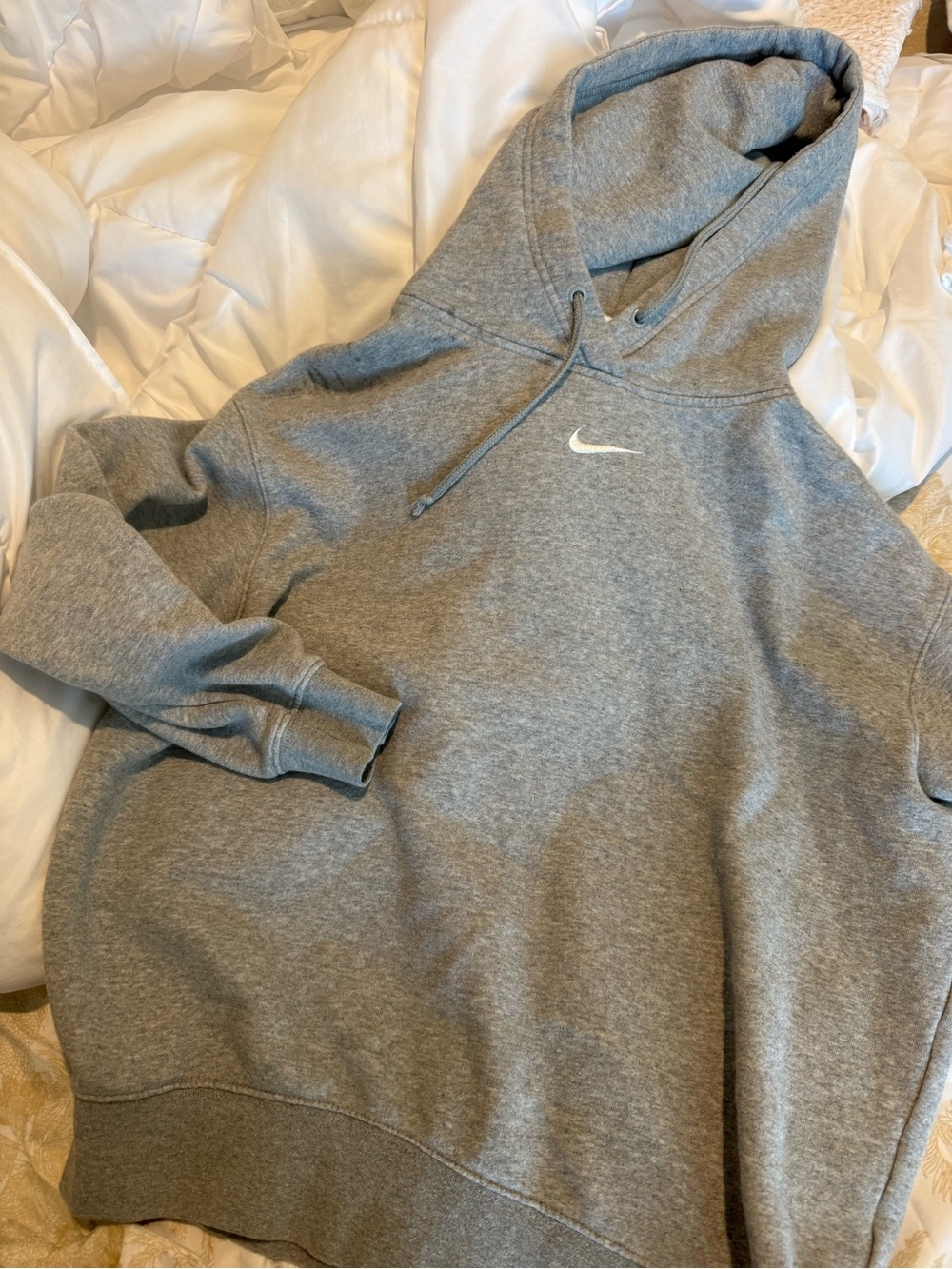 Nike Gray Hooded Sweatshirt with White Swoosh